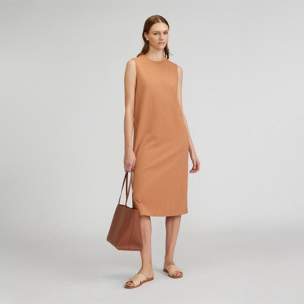 Everlane Salmon-Orange Sleeveless Midi Dress